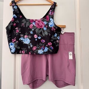 NEW PowerSoft SET longline sports bra & extra High-Rise bike short 6” sz XXL